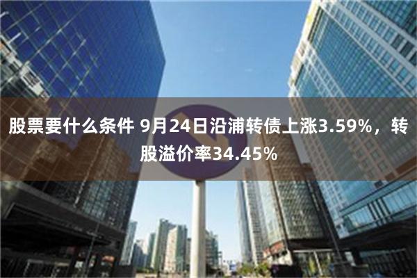 股票要什么条件 9月24日沿浦转债上涨3.59%，转股溢价率34.45%